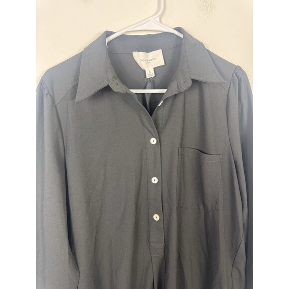 Tuckernuck Pomander Place Callahan Dress Black Crepe Shirt Dress Size L NWT - Picture 3 of 12